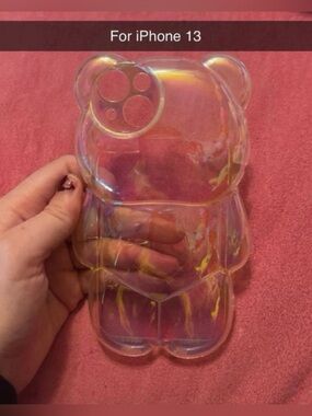 Iridescent Clear Bear TPU Case for iPhone 13 - Cute Protective Design